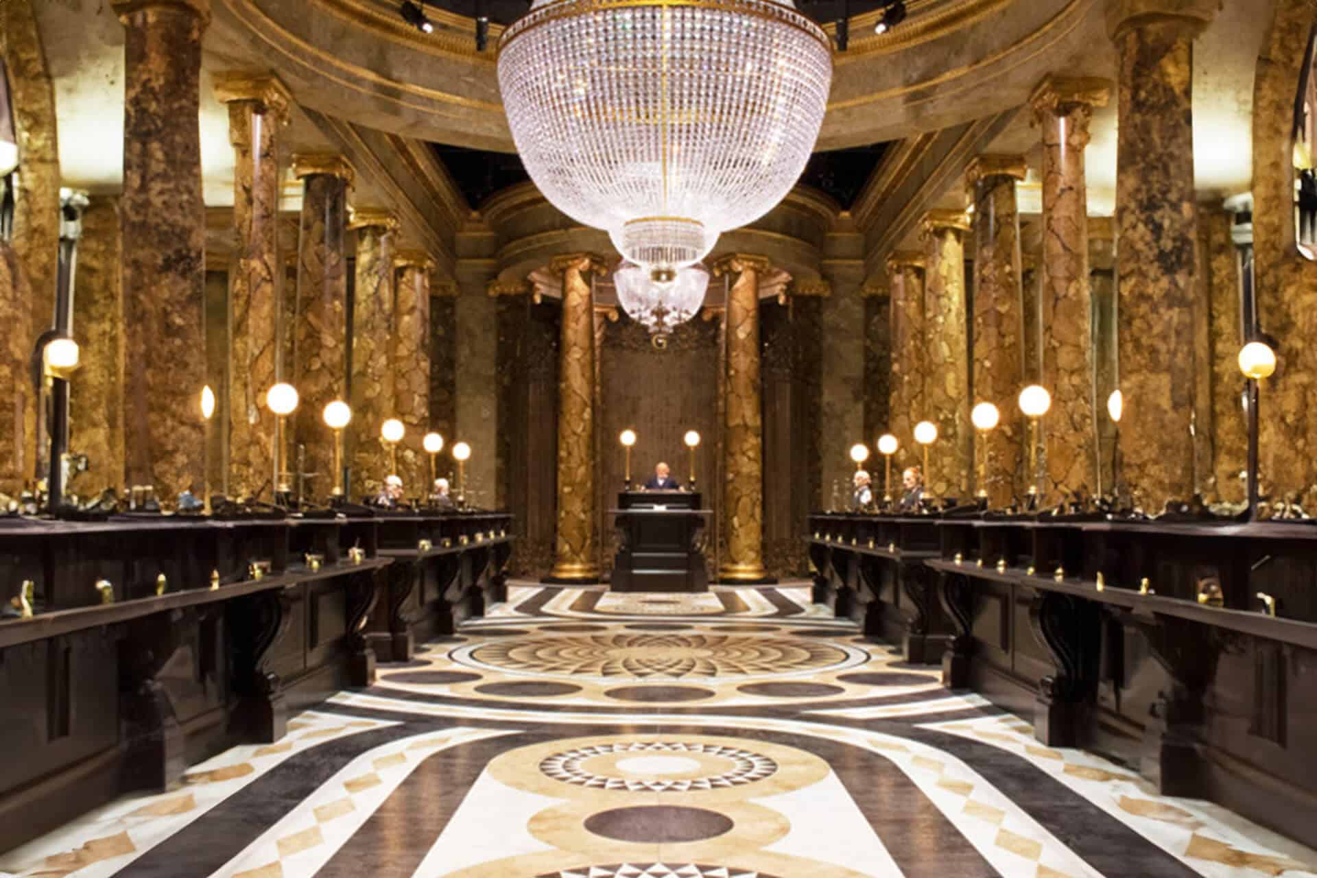 Rum med kristallkrona Rum i Harry Potter muséet.